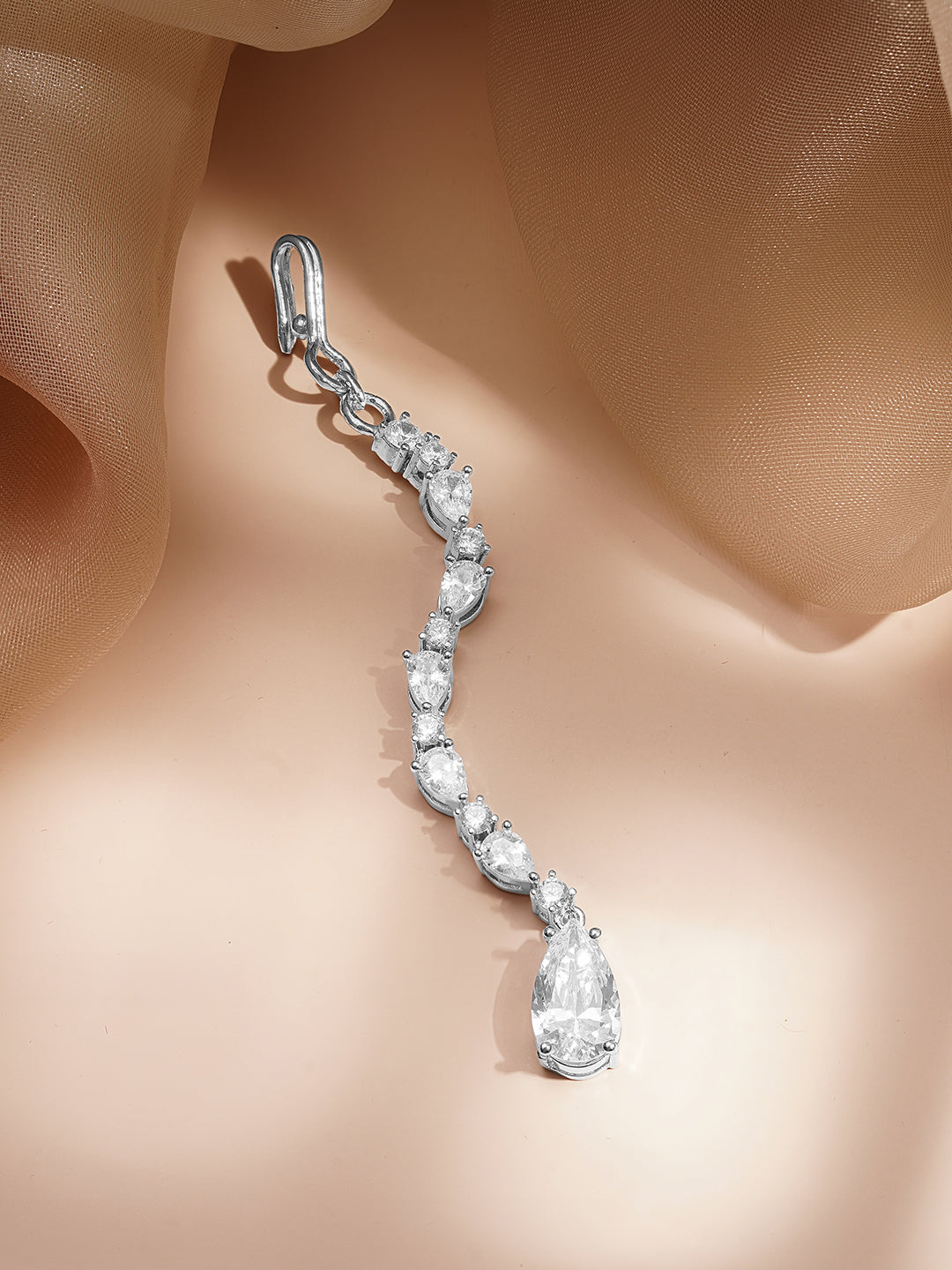 Festive Glow American Diamond Maangtikka フリーサイズ