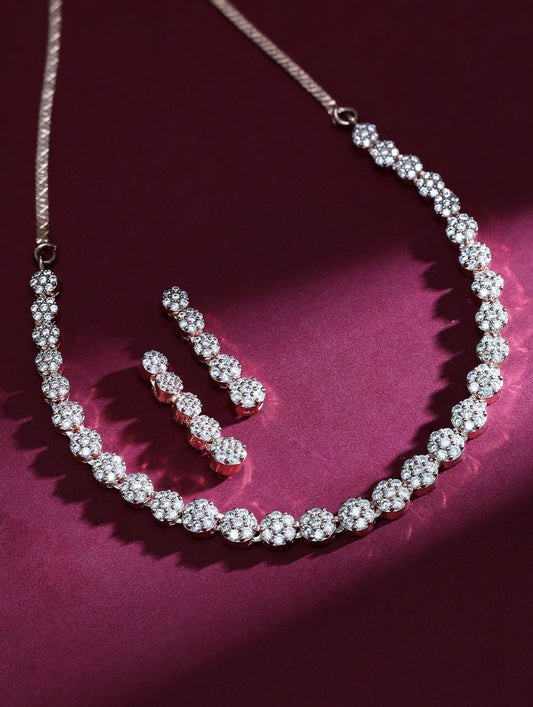 Rubans 22K Gold Polish AD Necklace set. gold