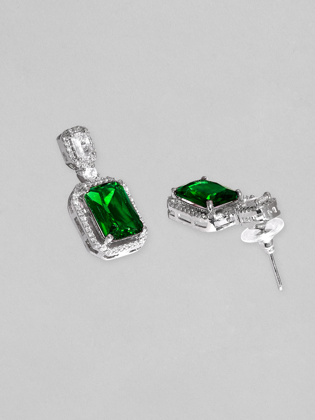 American Diamond Zirconia Cubic Green Necklace Set Green