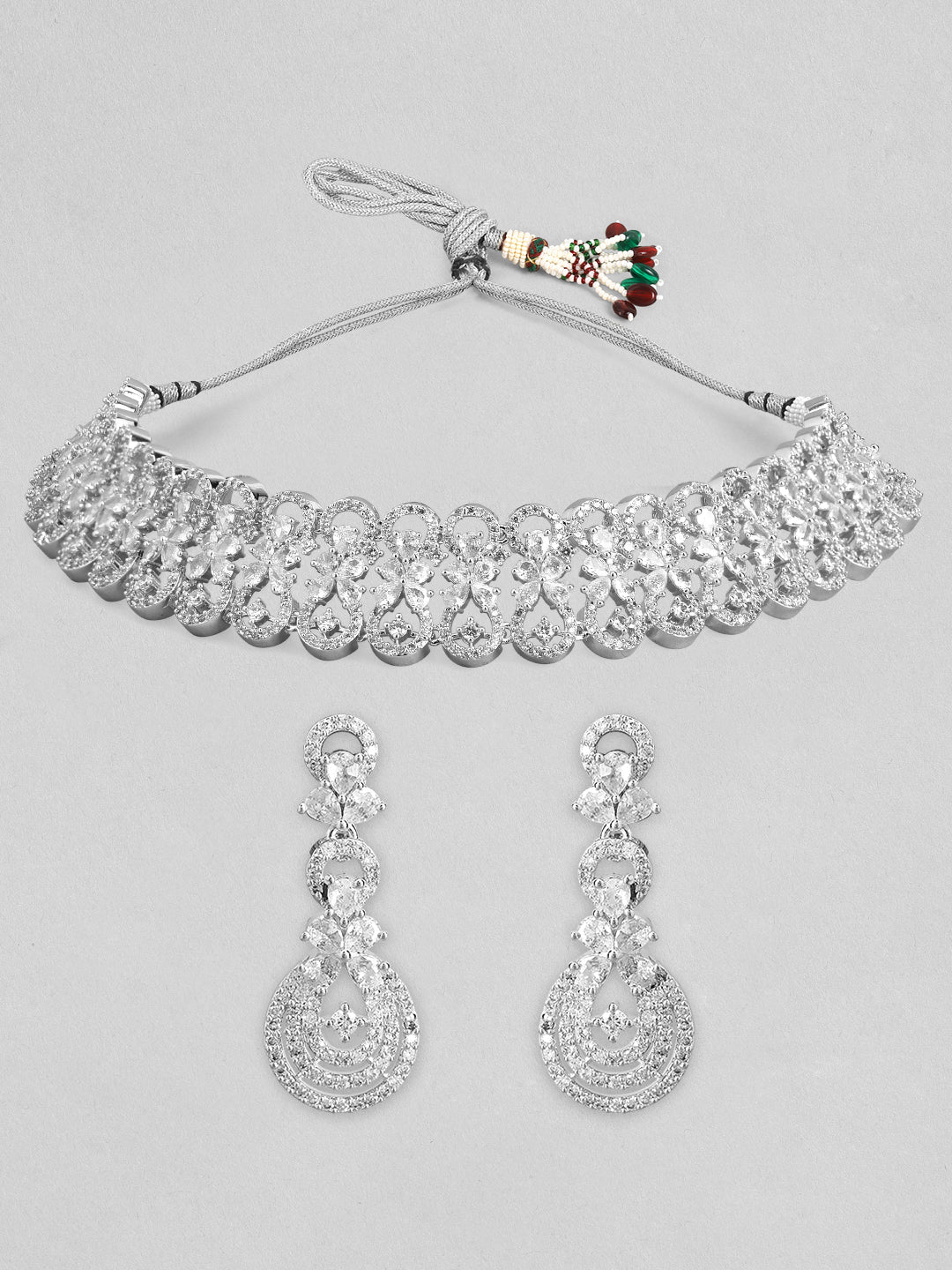 American Diamond Zirconia Choker Set Gold