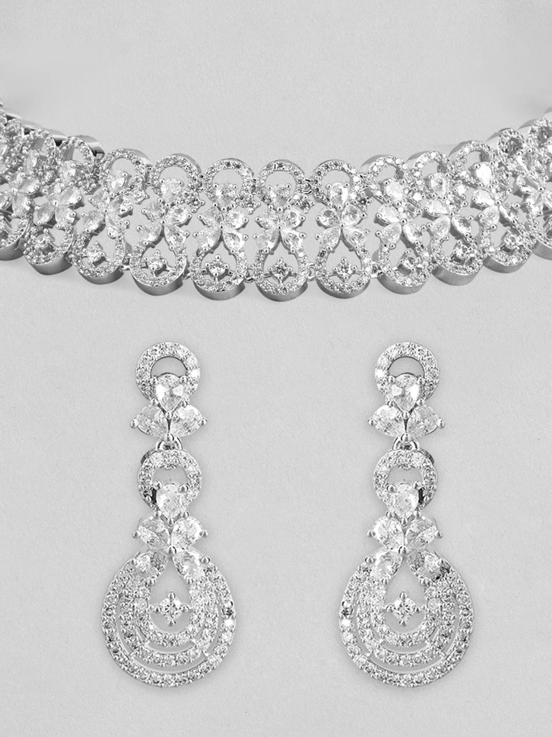 American Diamond Zirconia Choker Set Gold