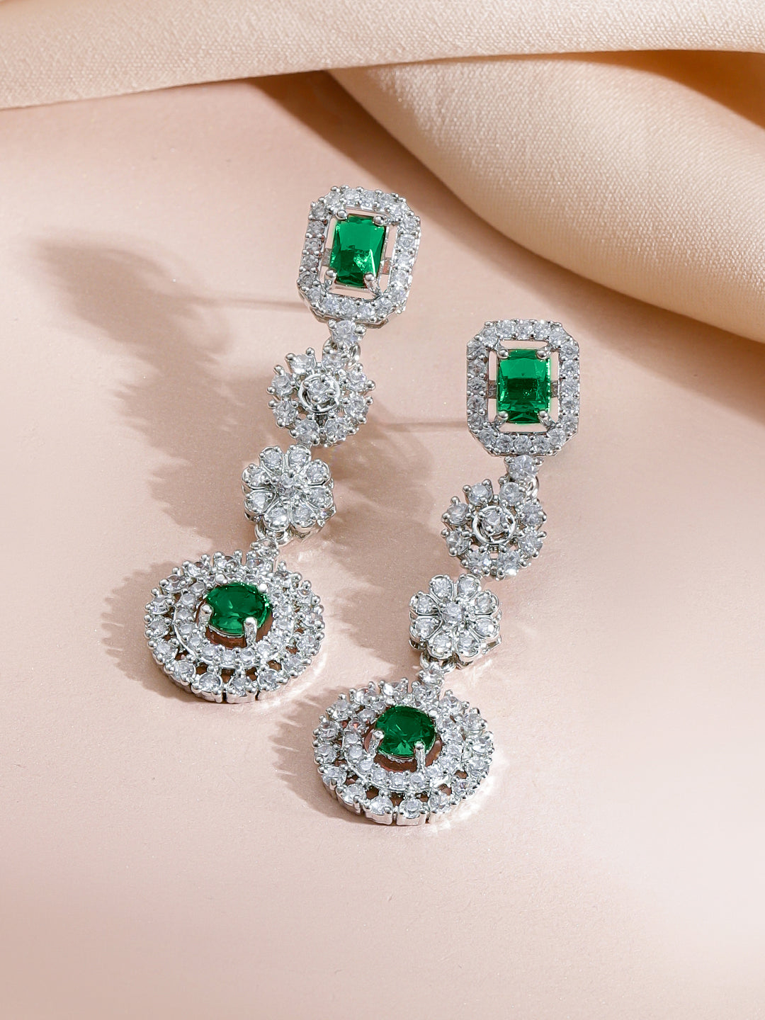 Green Crystal Statement Necklace Set フリーサイズ