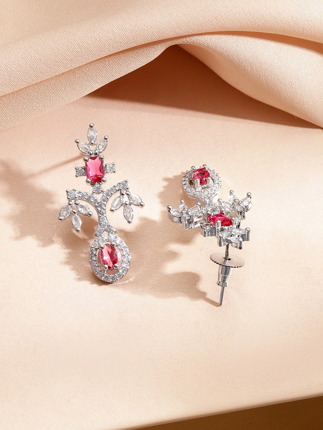 American Diamond Zirconia Pink Necklace Set フリーサイズ