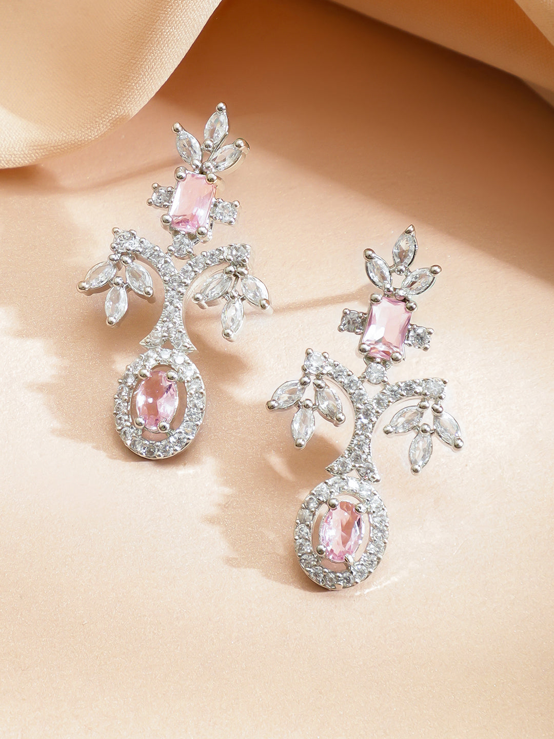 Pink Radiance American Diamond Zirconia Necklace Set フリーサイズ