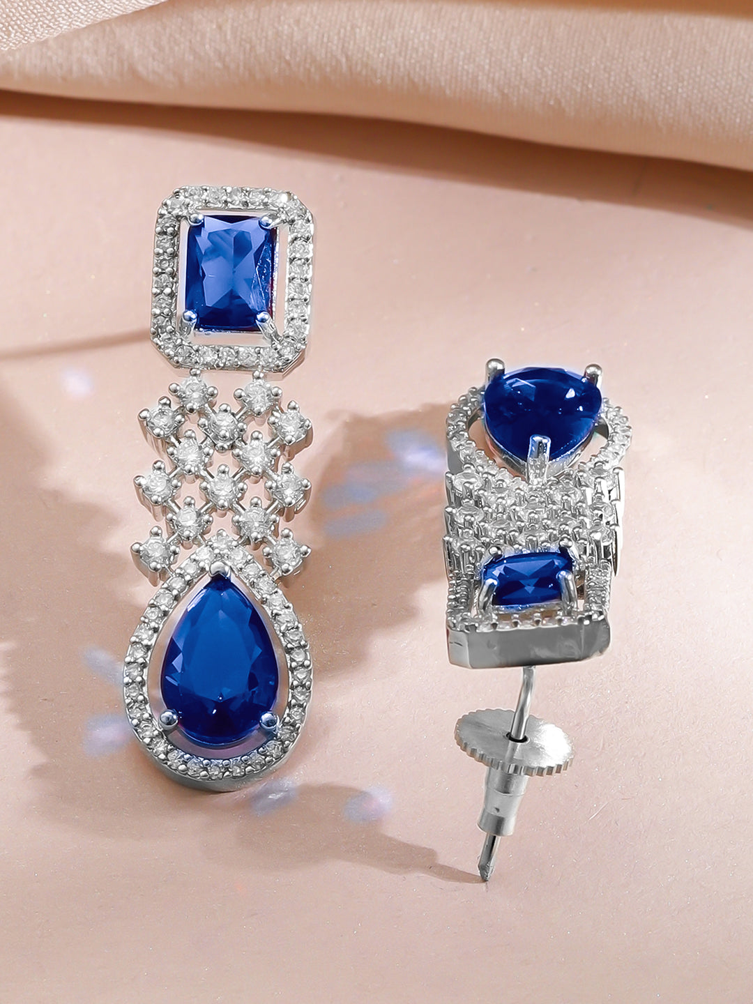 Dazzling Blue American Diamond Zirconia Necklace Set フリーサイズ
