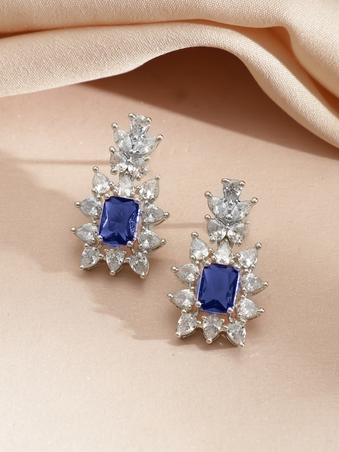 Blue American Diamond Zirconia Necklace Set フリーサイズ