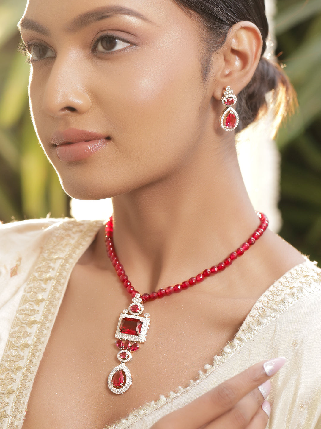 Temple Serenity Emerald Necklace Set フリーサイズ