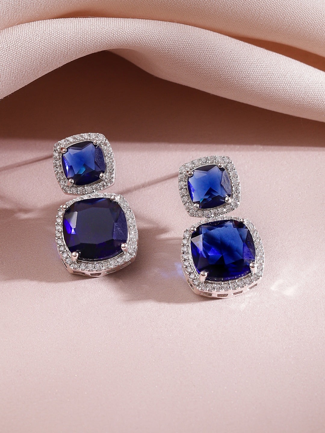 Blue Crystal Cut Short Necklace Set フリーサイズ