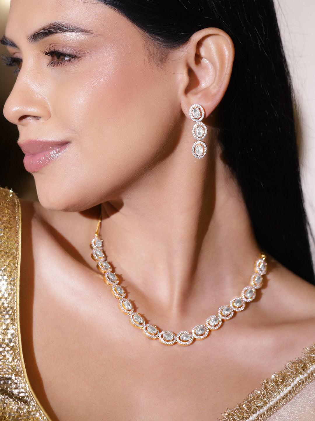 Pure Glow American Diamond Zirconia Necklace Set フリーサイズ