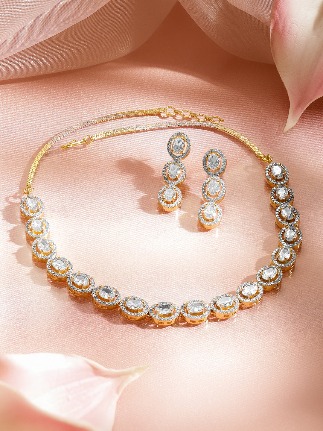 Pure Glow American Diamond Zirconia Necklace Set フリーサイズ