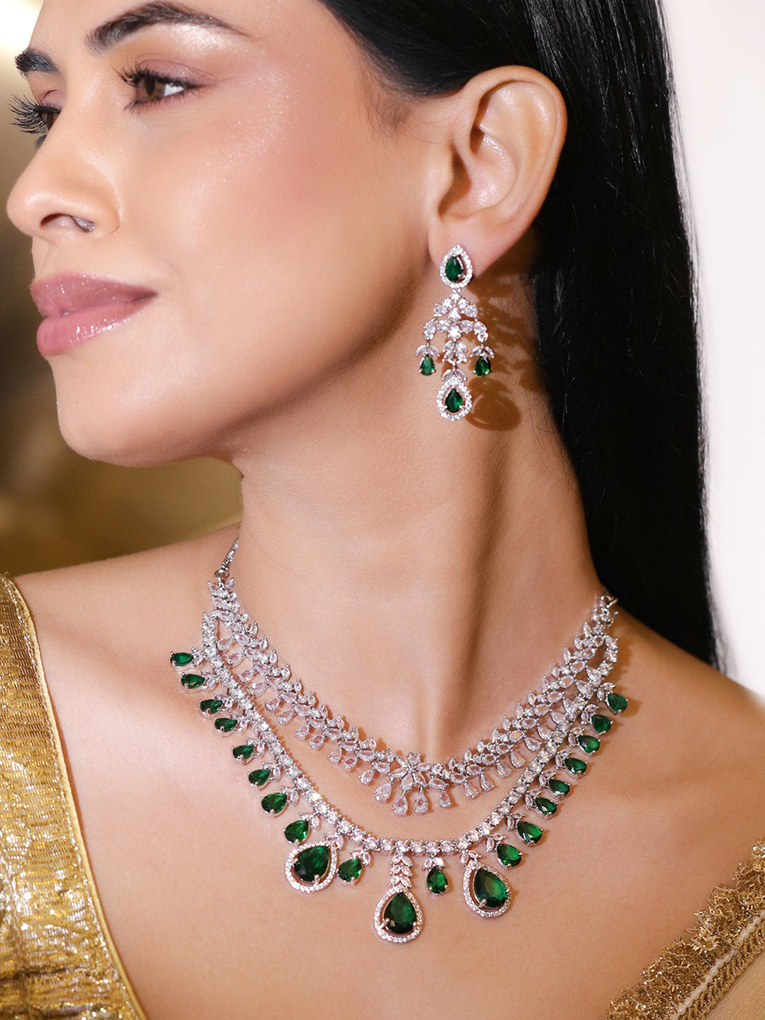 Emerald Crown Necklace Set フリーサイズ