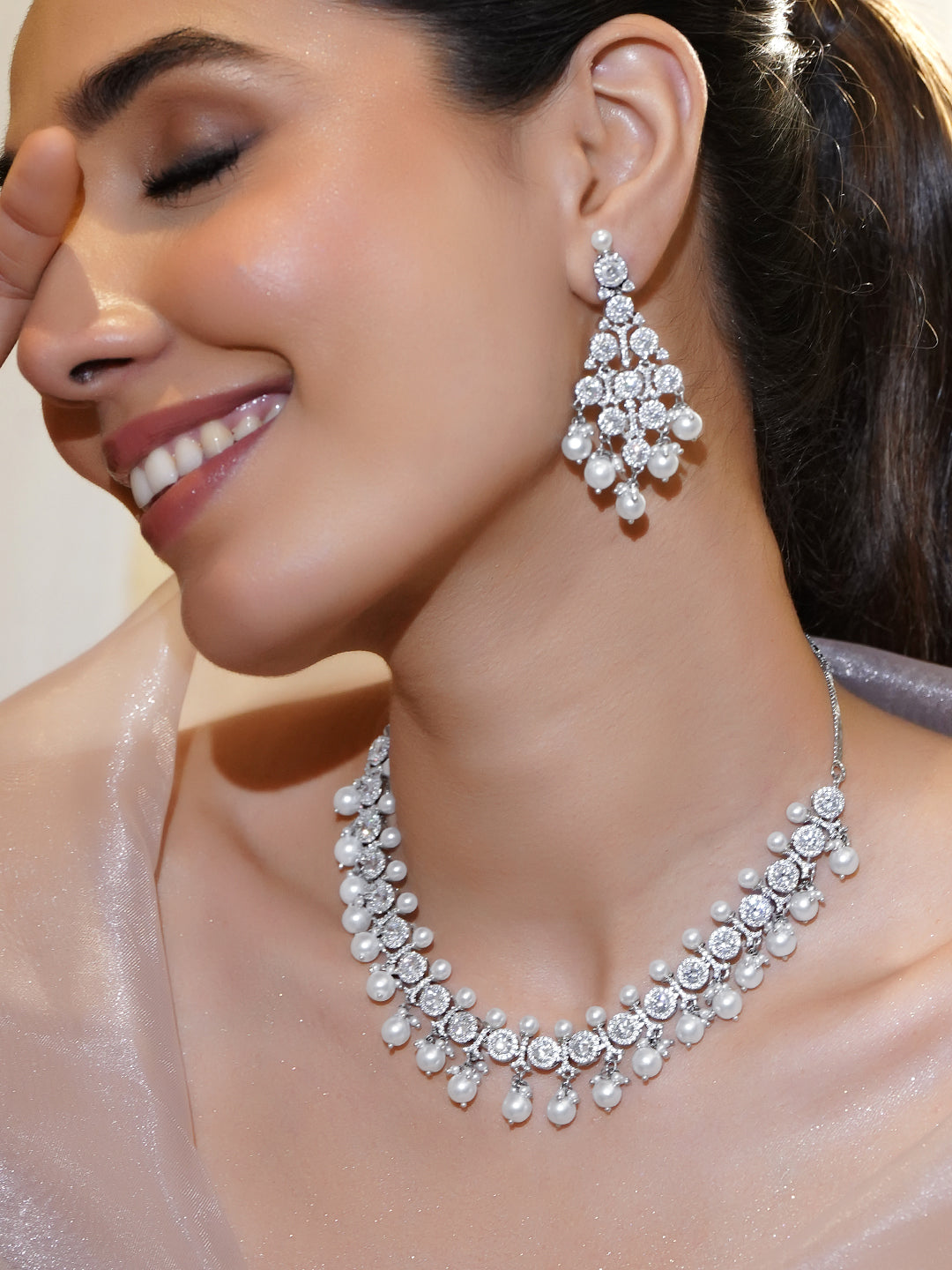 Midnight Glam Pearl Sparkle Necklace Set フリーサイズ