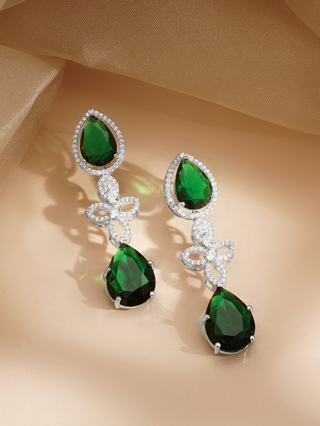 Premium Emerald Statement Necklace Set フリーサイズ