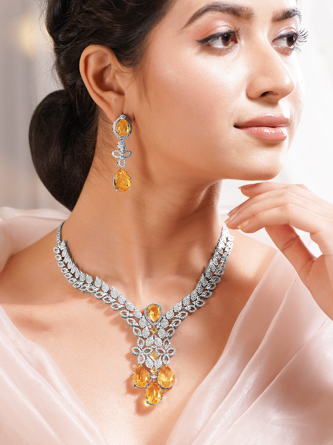 Luxe Yellow Sapphire Necklace Set フリーサイズ