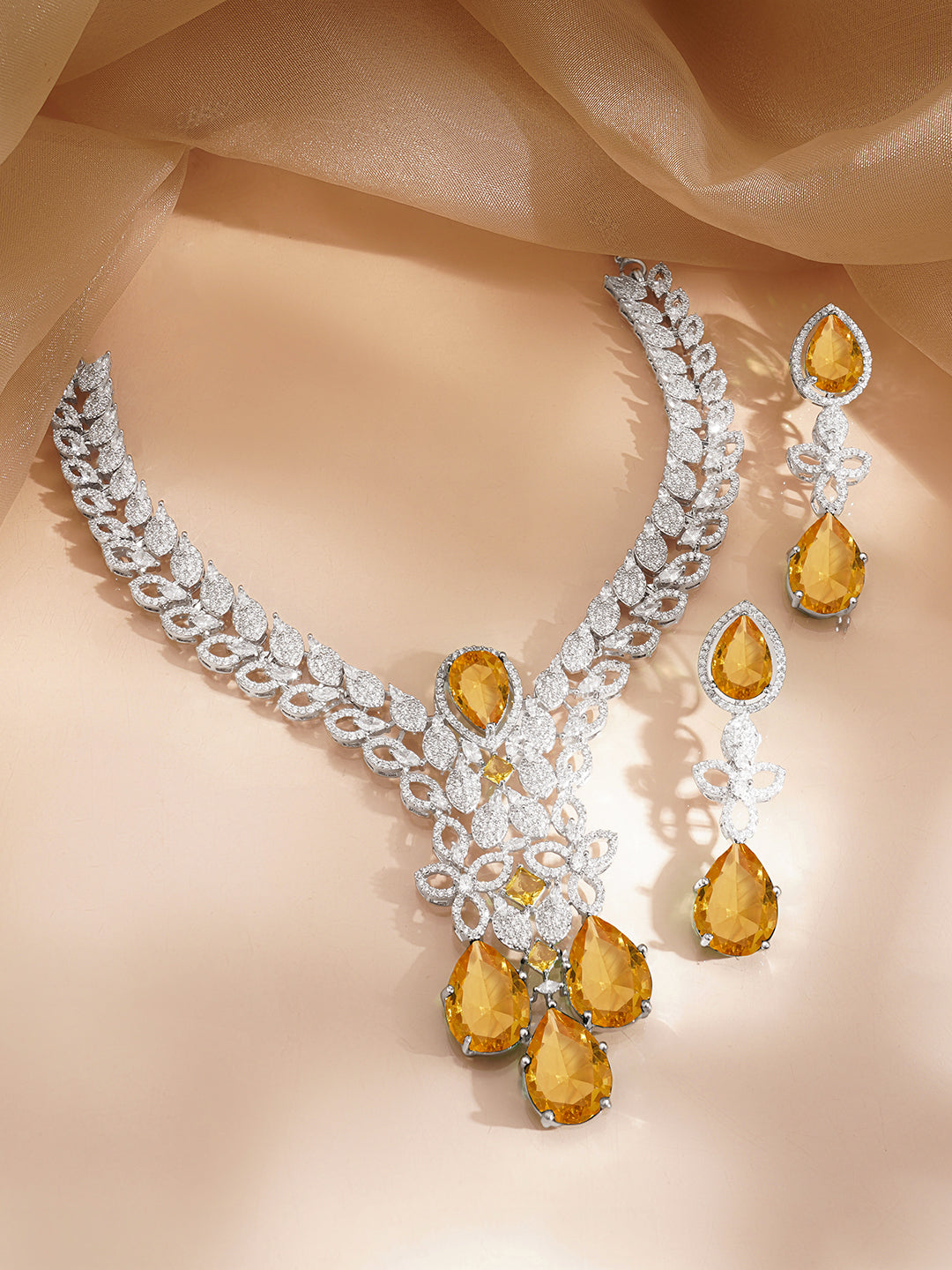 Luxe Yellow Sapphire Necklace Set フリーサイズ