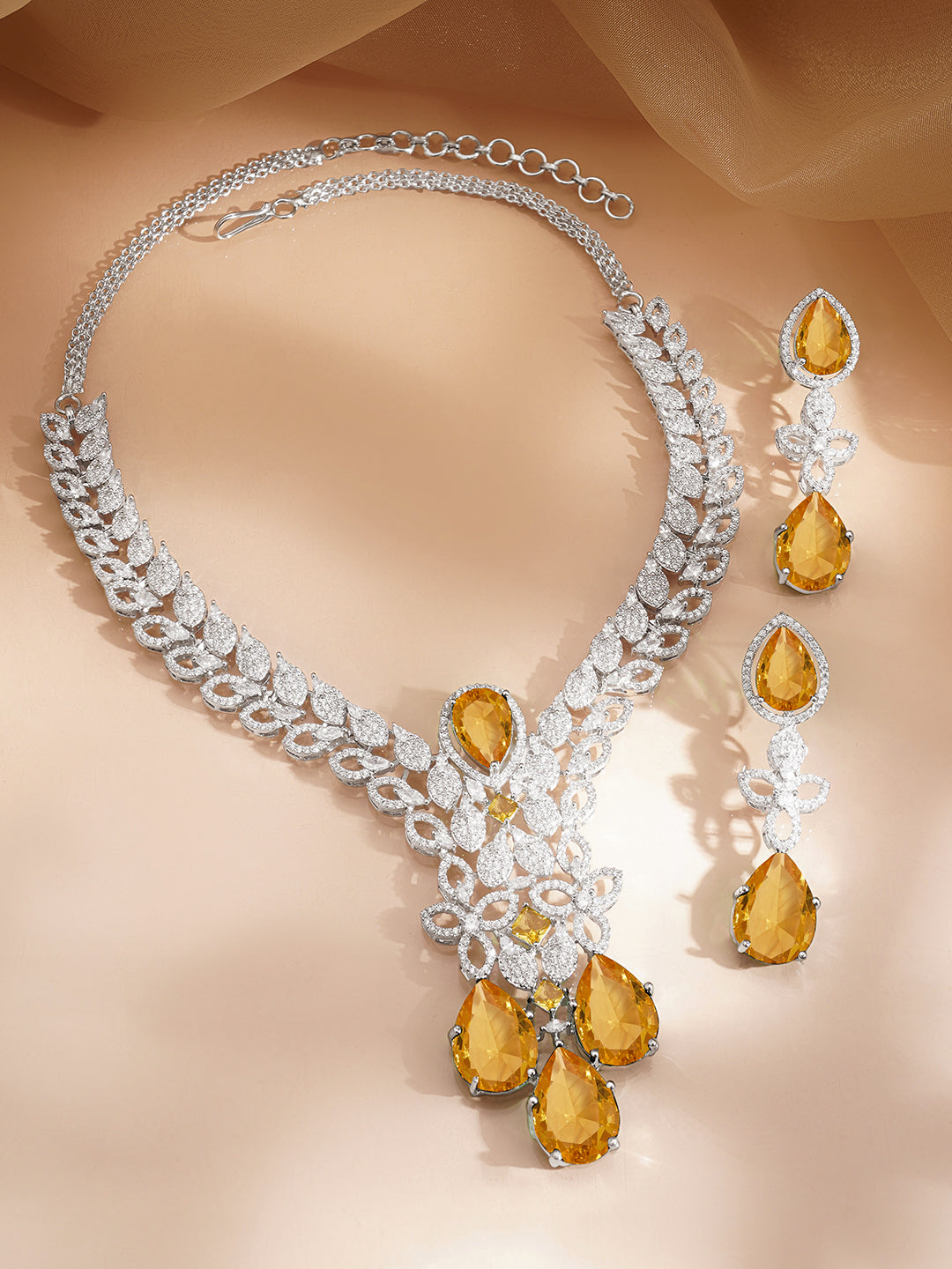 Luxe Yellow Sapphire Necklace Set フリーサイズ