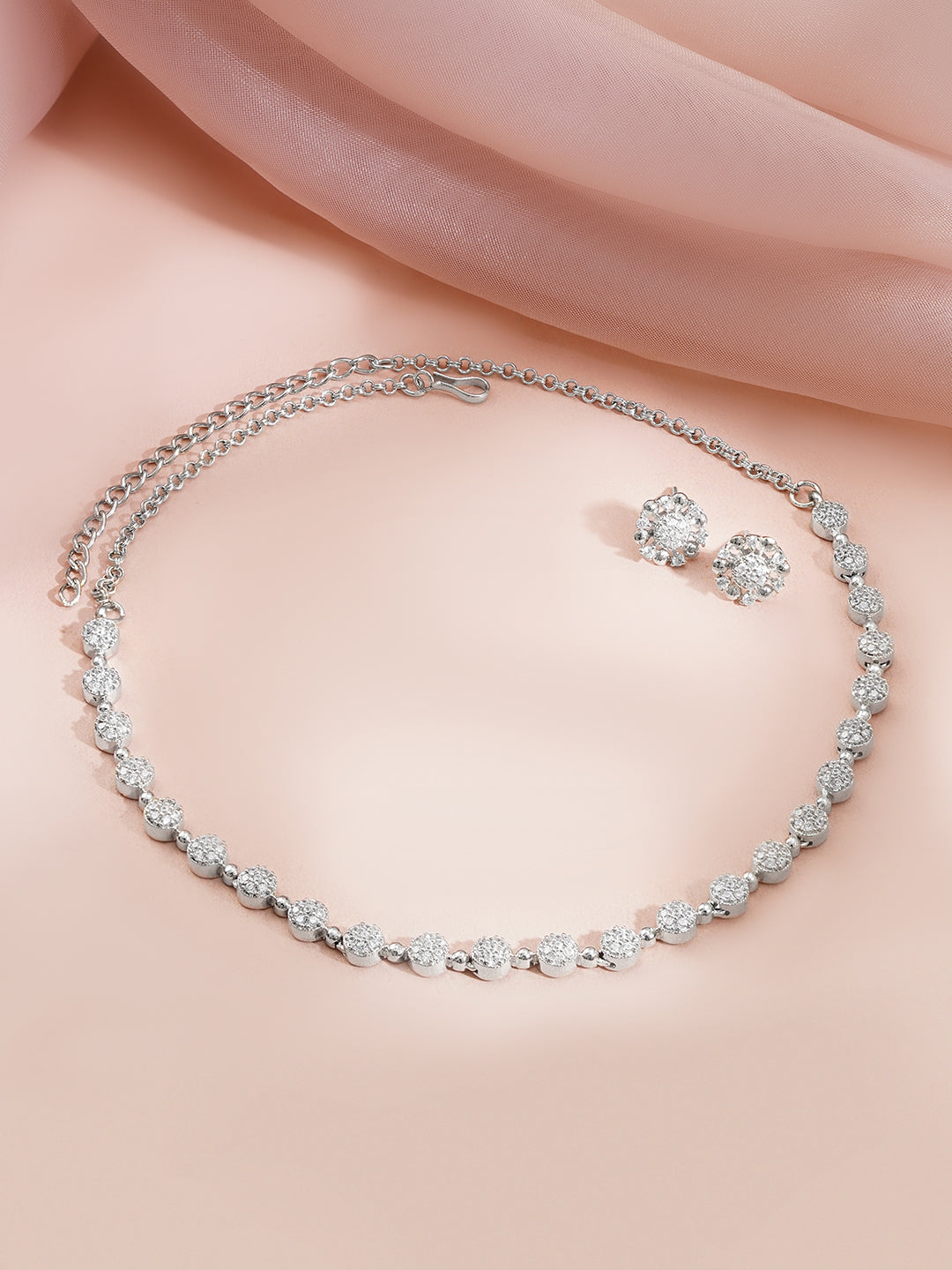 【Rubans】 Rhodium-Plated Classic Cubic Zirconia Tennis Necklace Set｜ロジウムメッキ クラシック キュービックジルコニア テニスネックレスセット