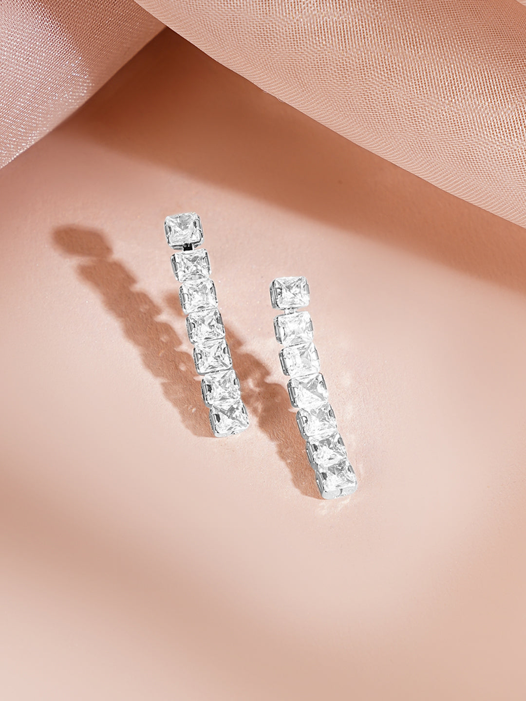 【Rubans】 Rhodium Plated Layered American Diamond Statement Necklace Set｜ロジウムメッキ レイヤード アメリカンダイヤモンド ステートメント ネックレスセット