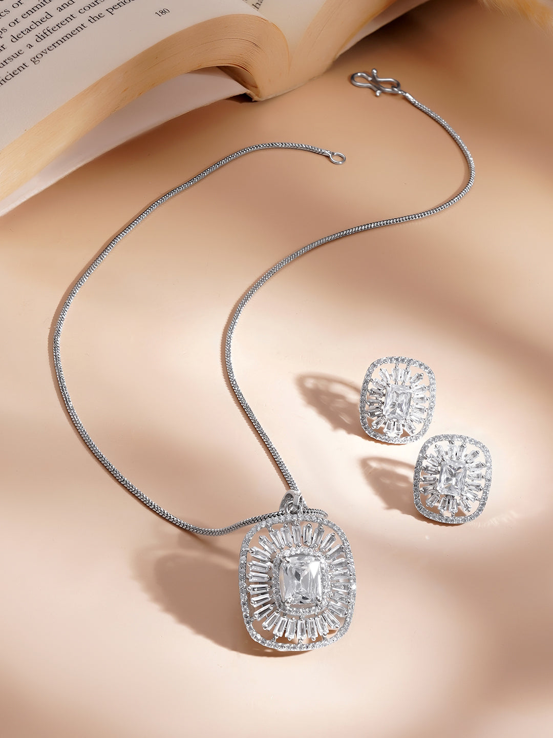 Crystal Glow Minimal Statement Pendent Set Length - 26 cm