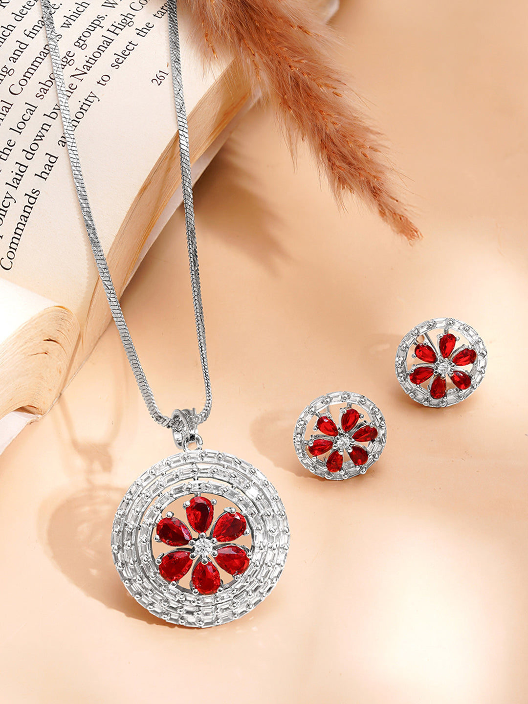 Ruby Bloom Sparkle Pendant Set フリーサイズ