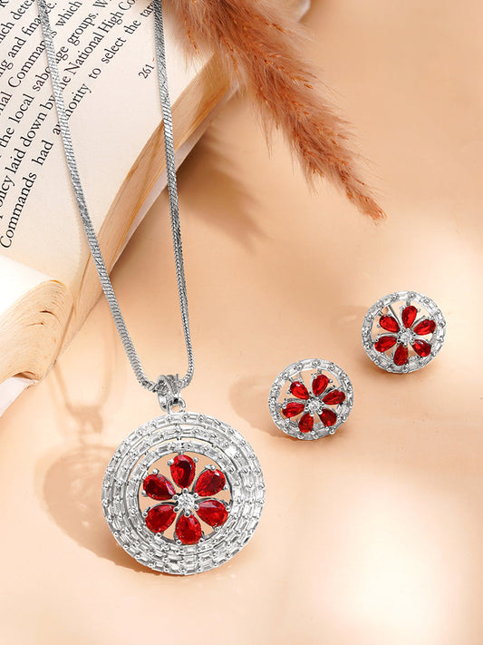 Ruby Bloom Sparkle Pendant Set フリーサイズ