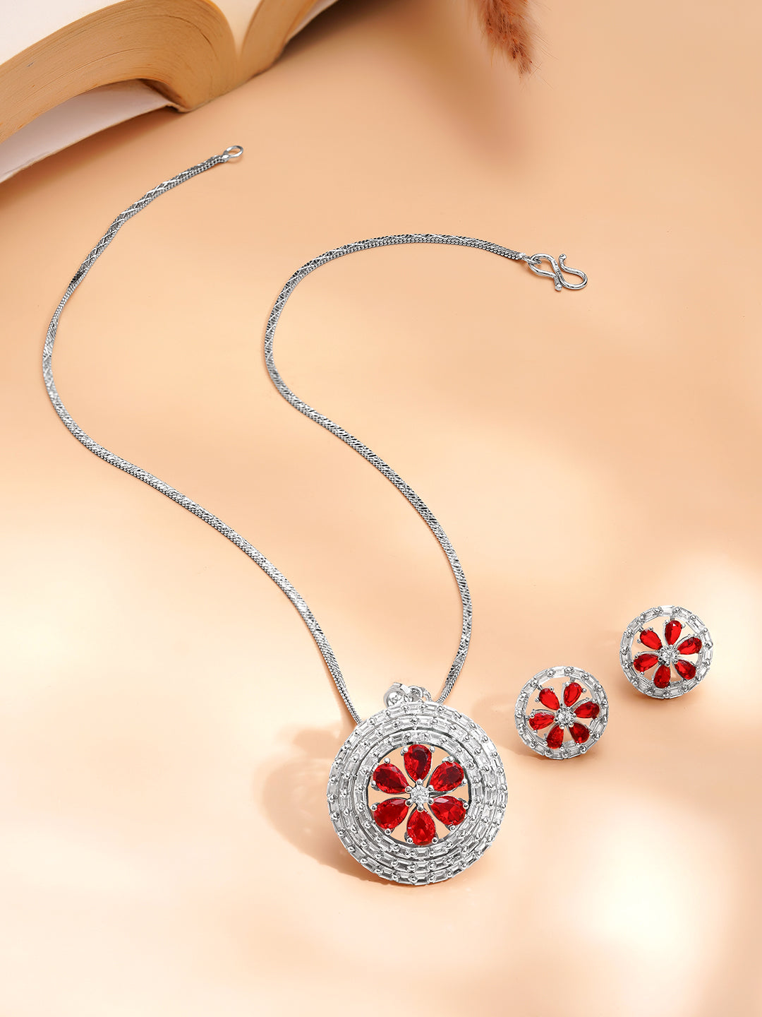 Ruby Bloom Sparkle Pendant Set フリーサイズ