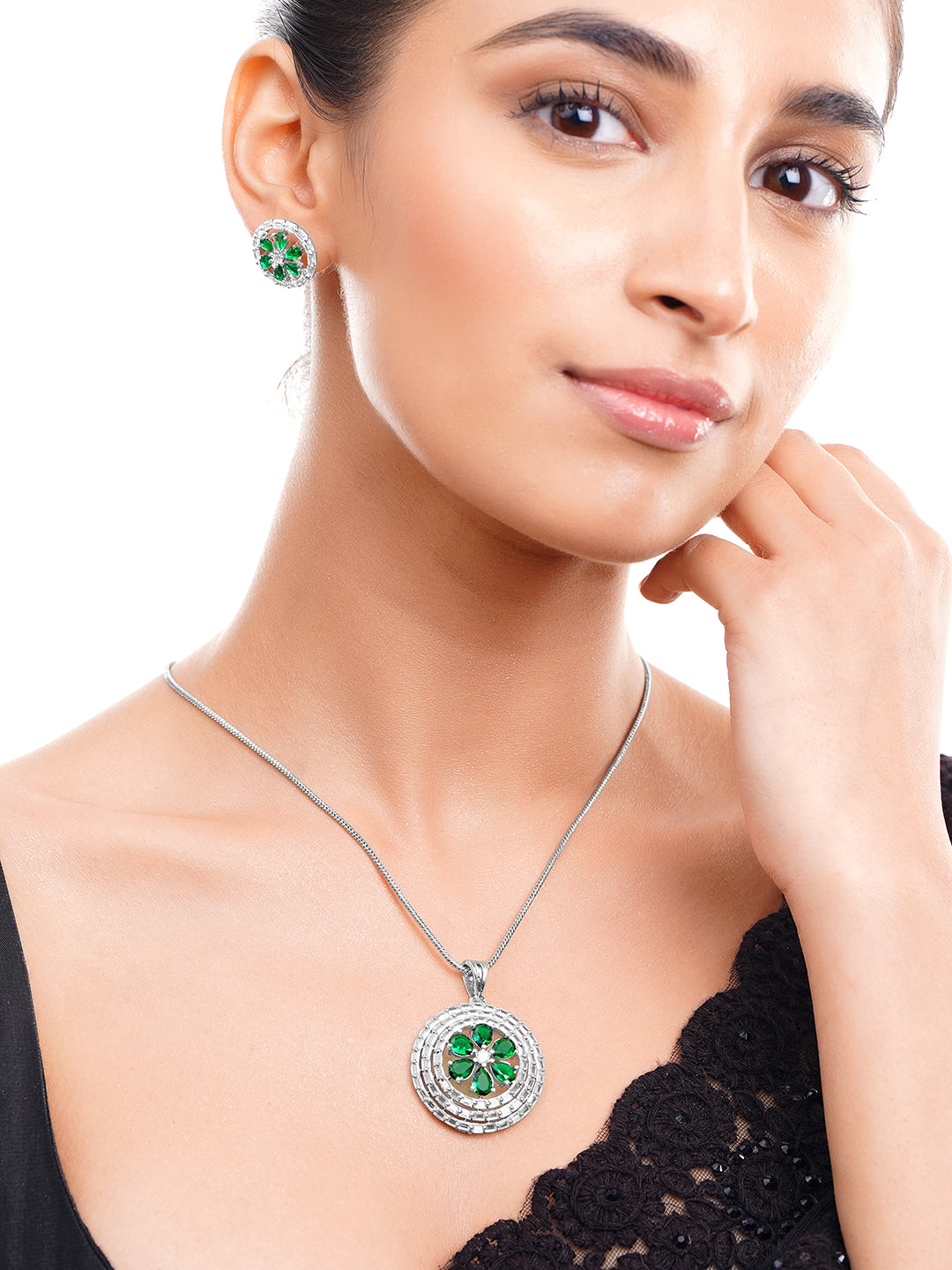 Emerald Bloom Sparkle Pendant Set フリーサイズ
