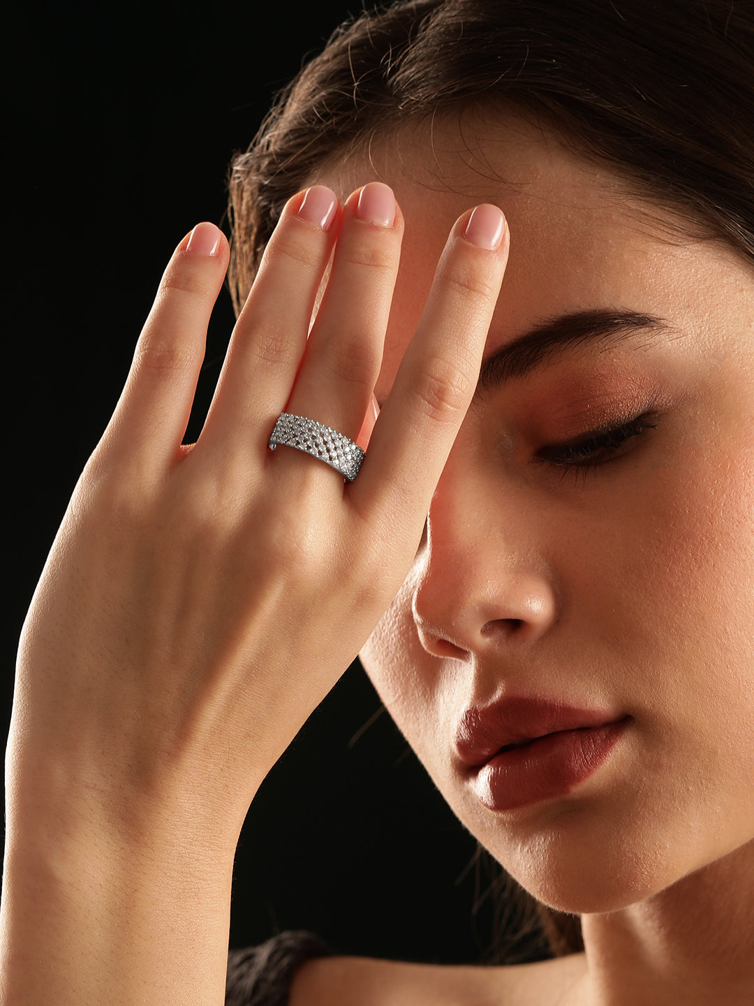 Shimmering American Diamond Zirconia Ring Silver