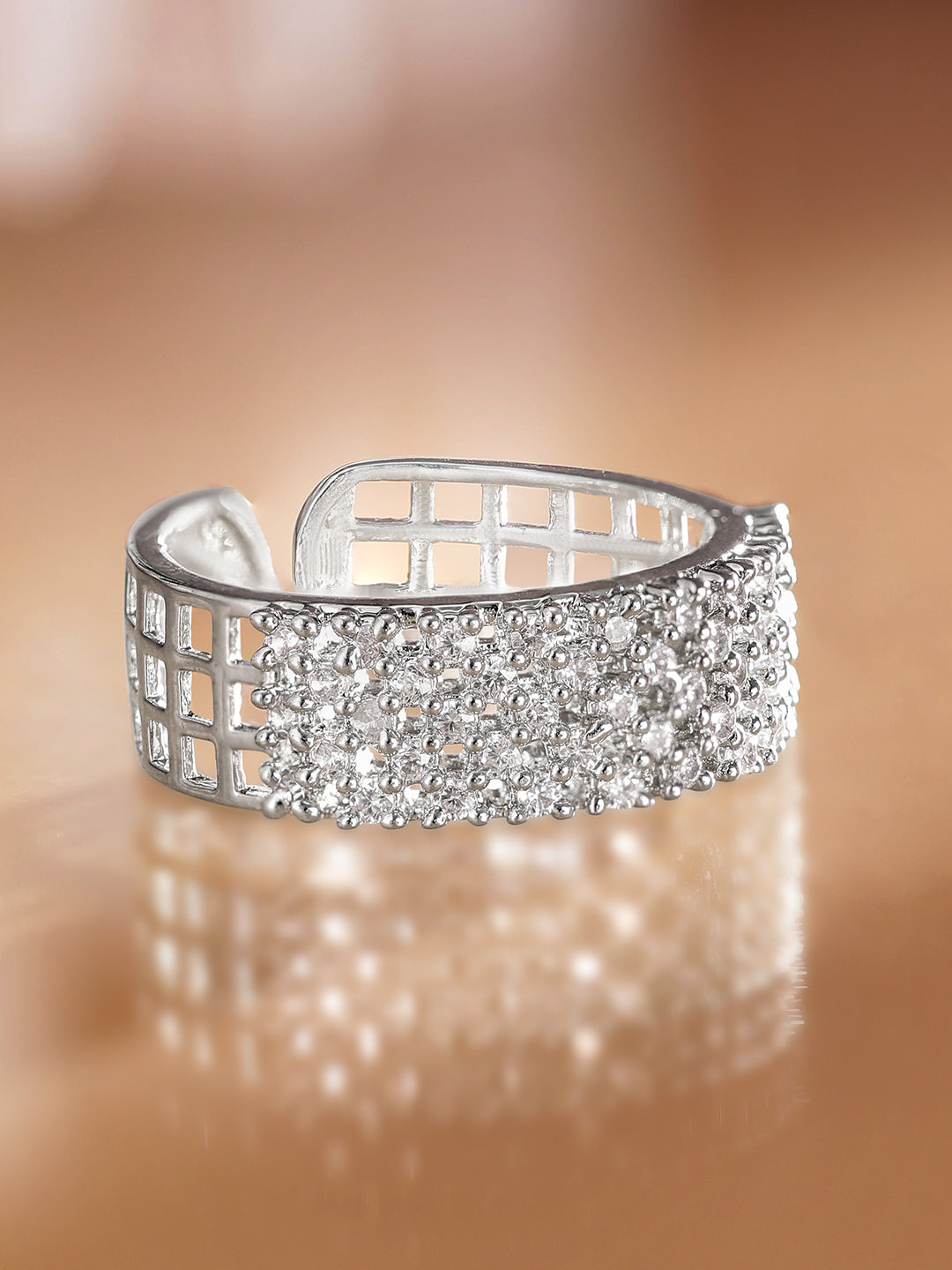 Shimmering American Diamond Zirconia Ring Silver