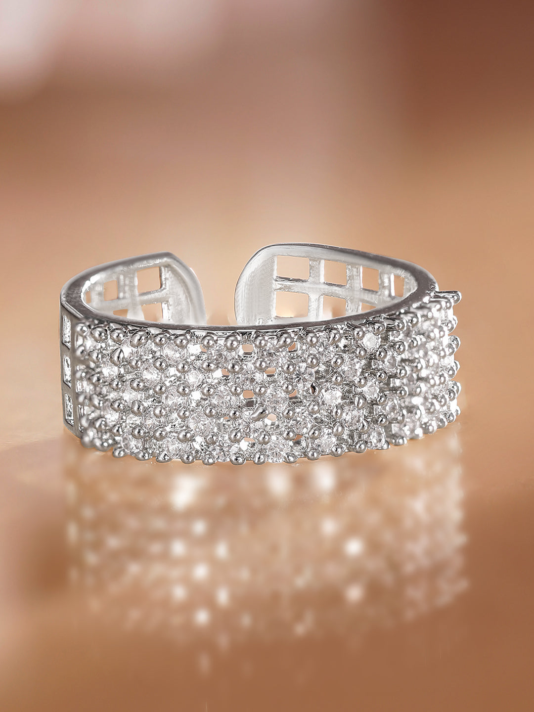 Shimmering American Diamond Zirconia Ring Silver