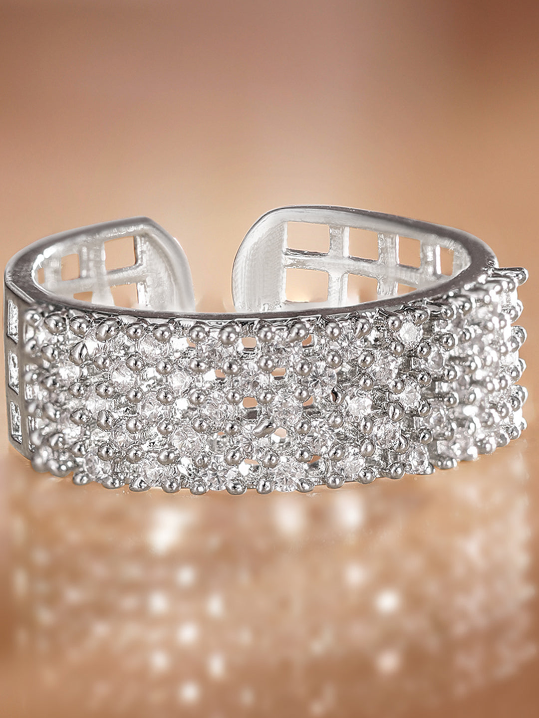 Shimmering American Diamond Zirconia Ring Silver