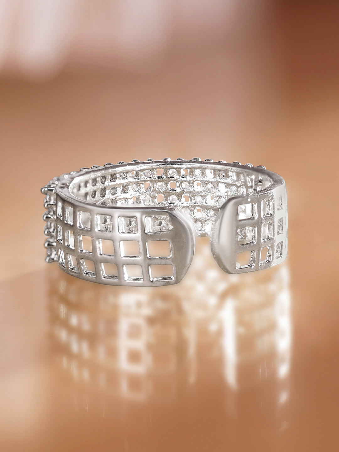 Shimmering American Diamond Zirconia Ring Silver