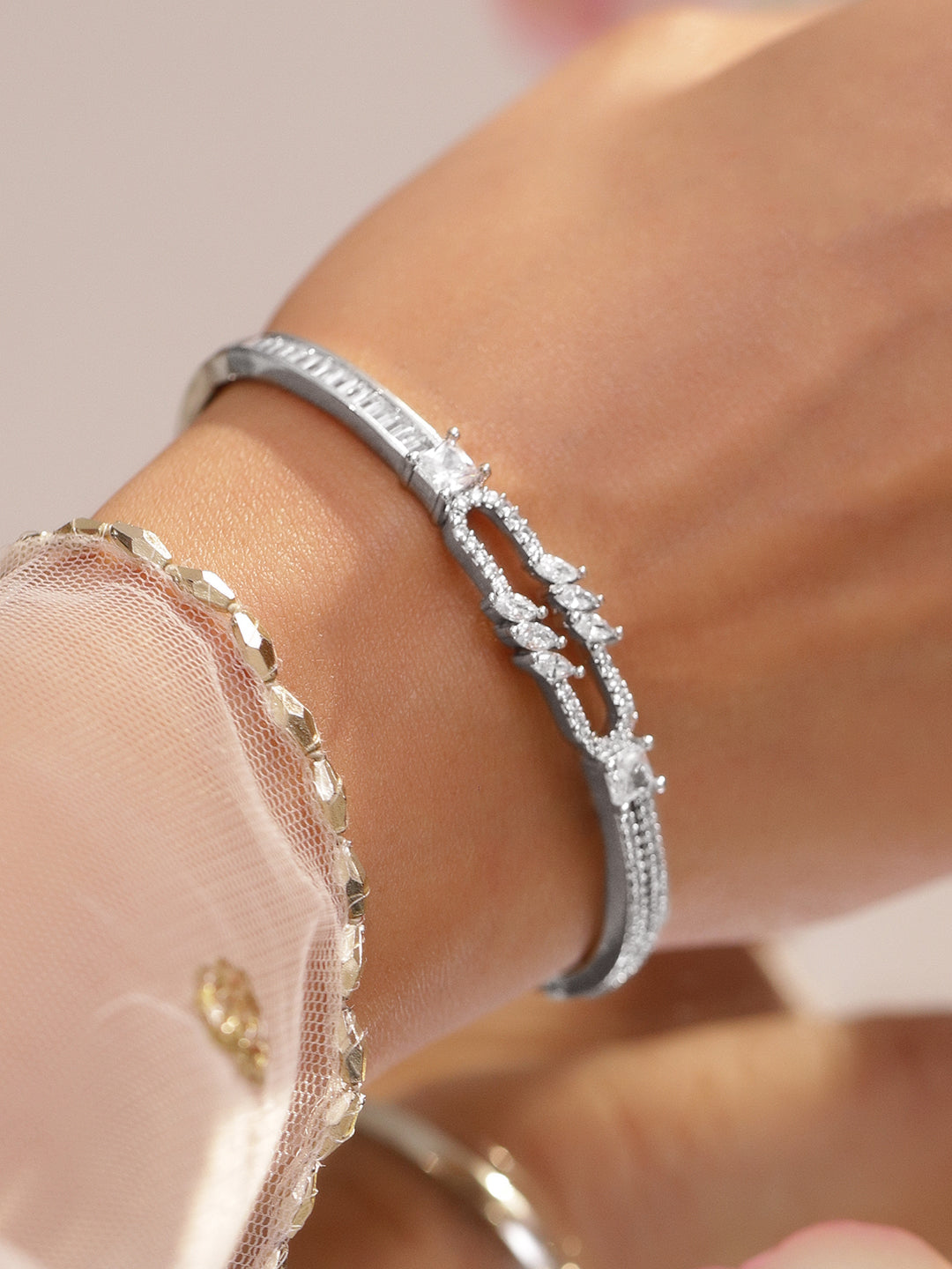 Silver American Diamond Zirconia Bracelet フリーサイズ