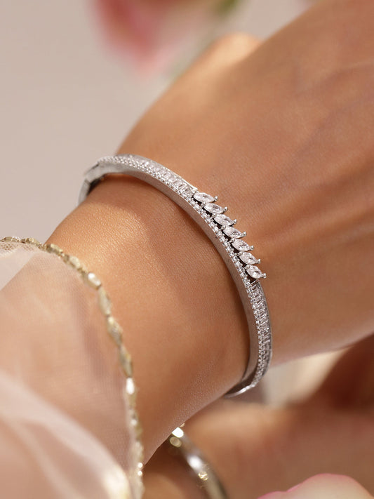 Silver Toned American Diamond Zirconia Bracelet フリーサイズ