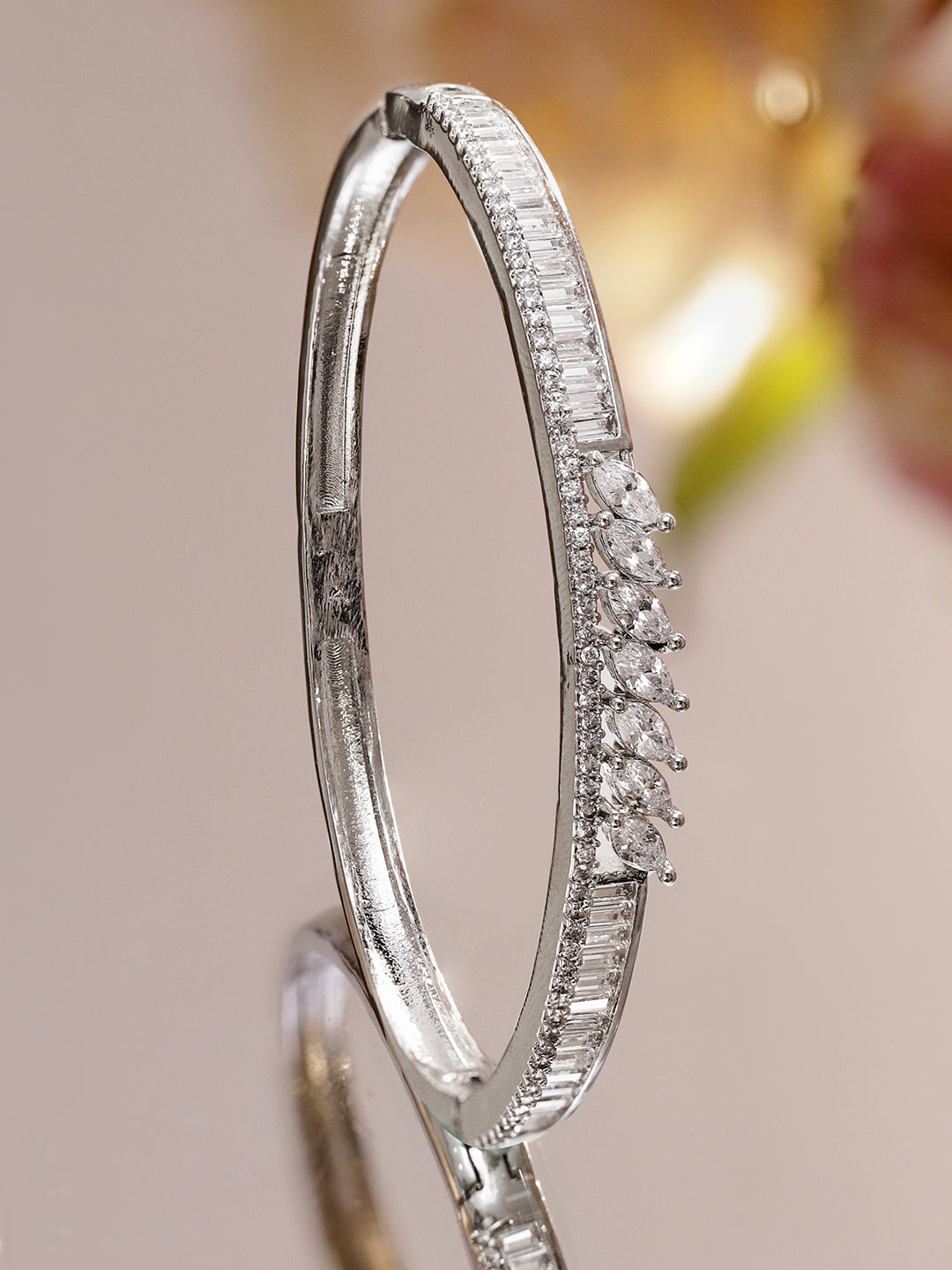 Silver Toned American Diamond Zirconia Bracelet フリーサイズ