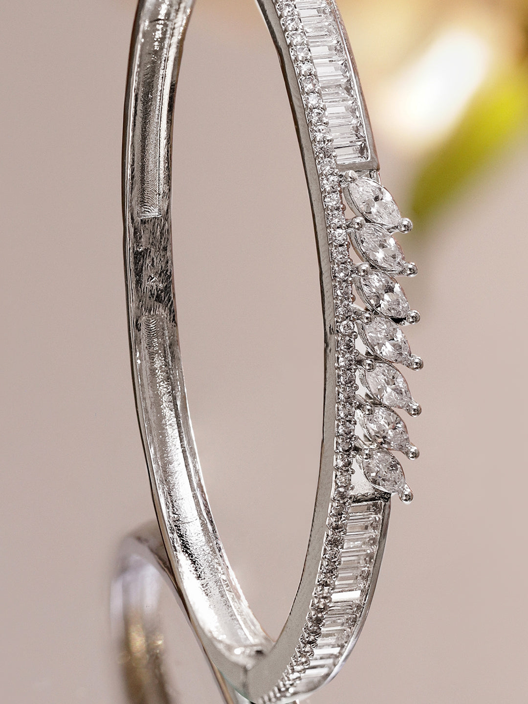 Silver Toned American Diamond Zirconia Bracelet フリーサイズ
