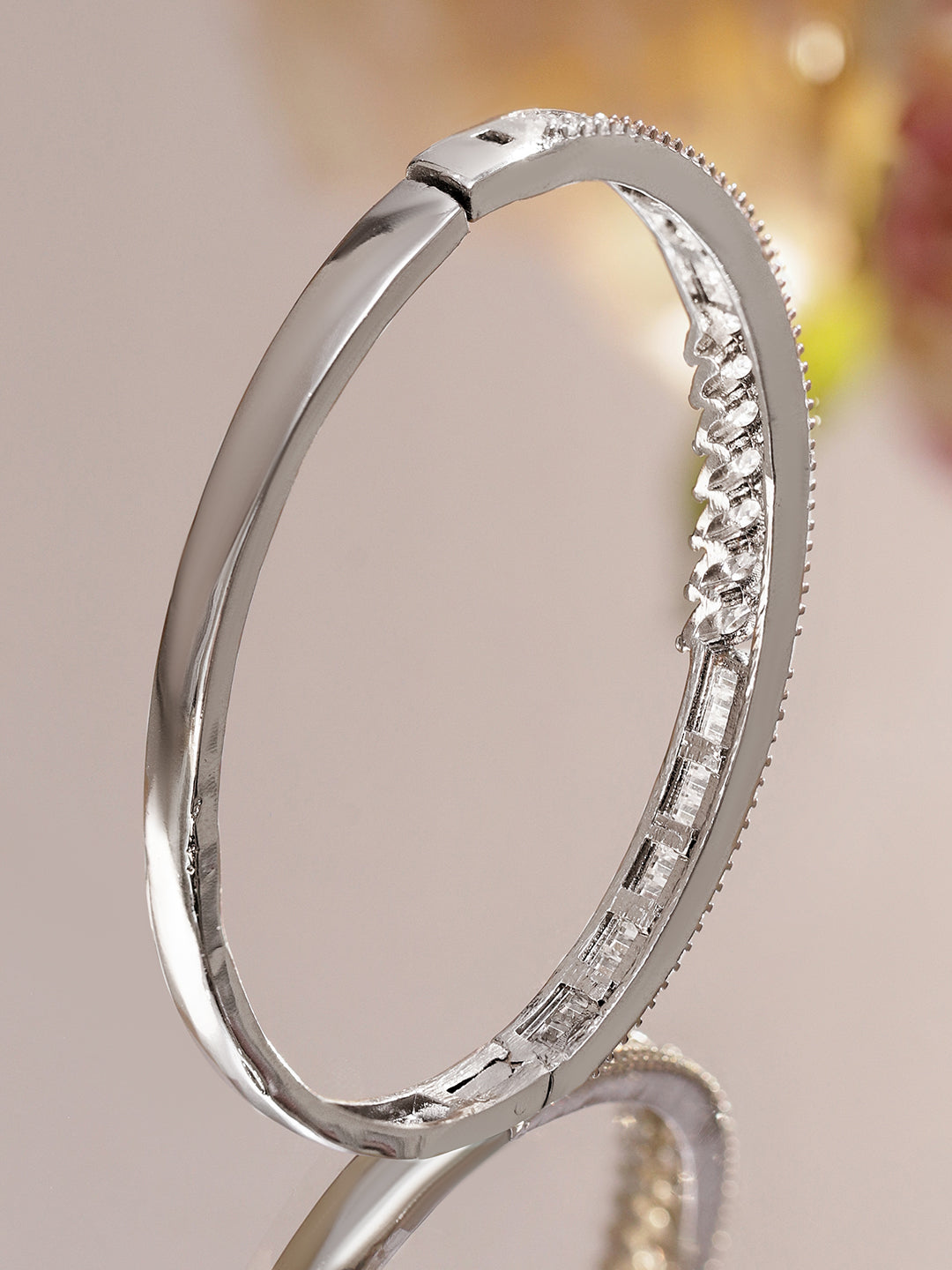 Silver Toned American Diamond Zirconia Bracelet フリーサイズ
