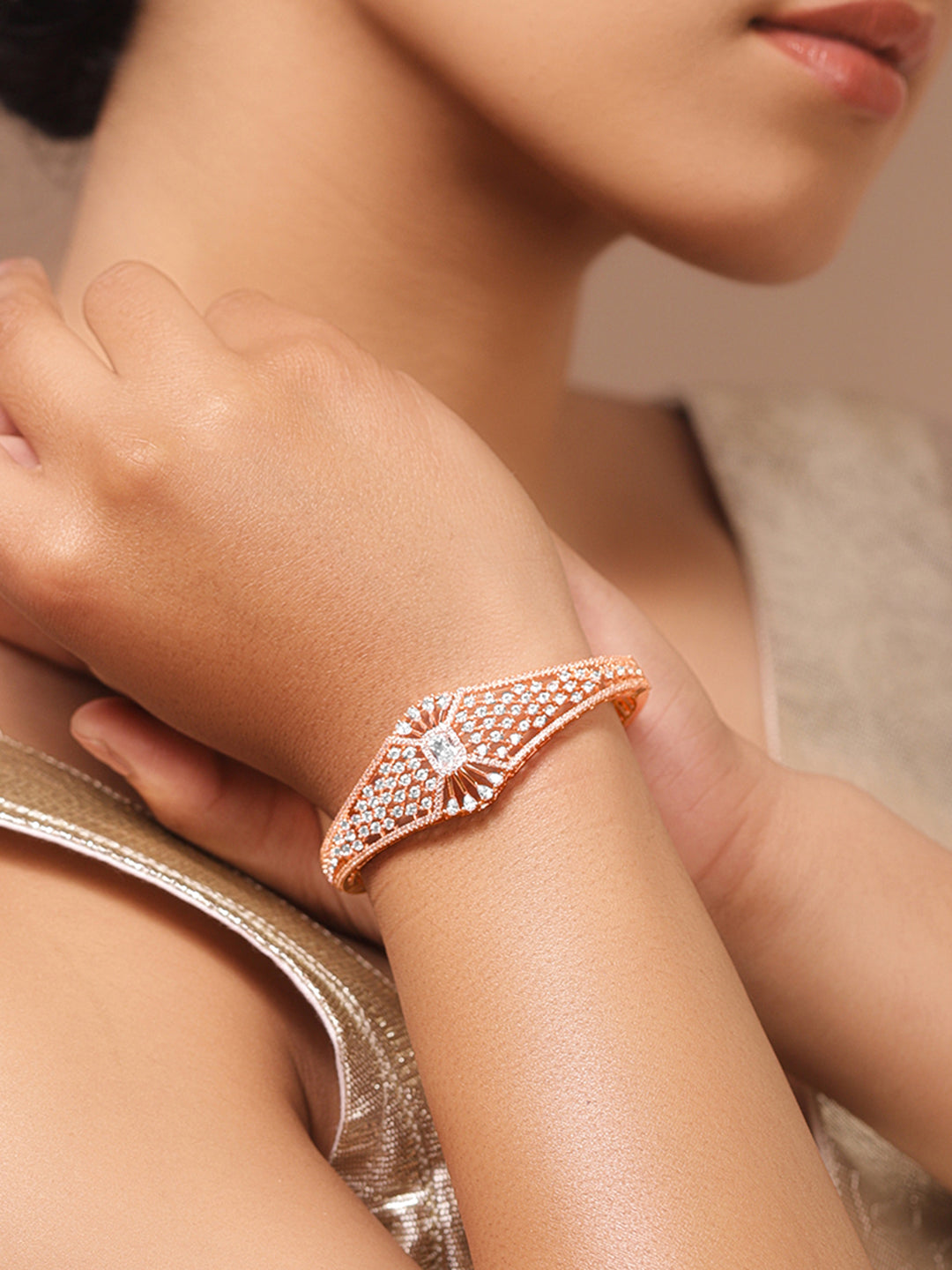 Occasion Ready Rose Gold CZ Bracelet フリーサイズ
