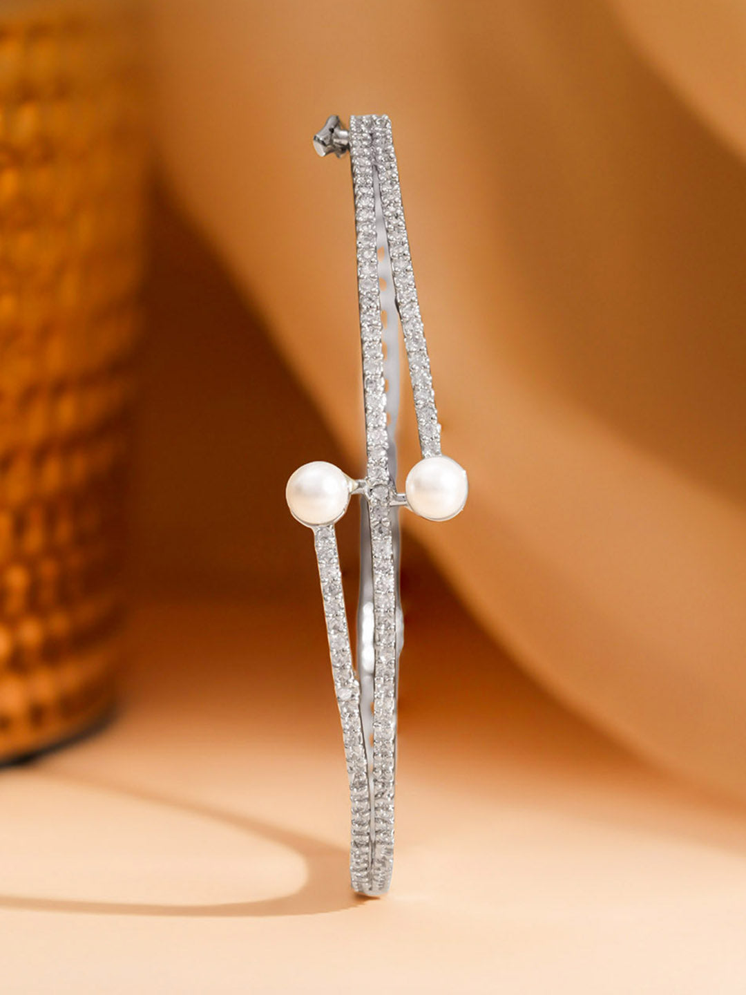 Silver Glow Pearl Crystal Bracelet Length - Adjustable