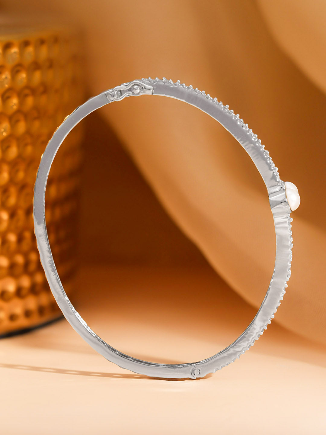 Silver Glow Pearl Crystal Bracelet Length - Adjustable