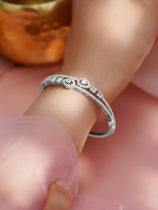【Rubans】 Rhodium Plated Cubic Zirconia Designer Bracelet｜ロジウムメッキ キュービックジルコニア デザイナーブレスレット