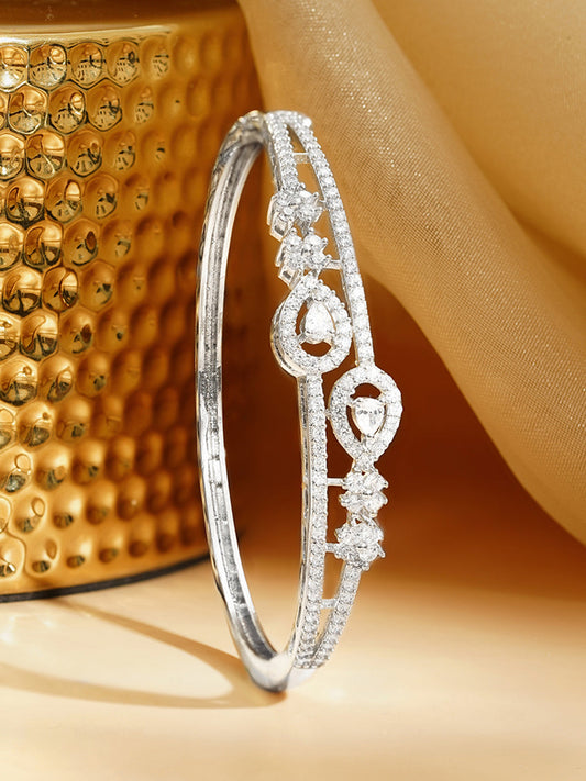 【Rubans】 Rhodium Plated Cubic Zirconia Designer Bracelet｜ロジウムメッキ キュービックジルコニア デザイナーブレスレット