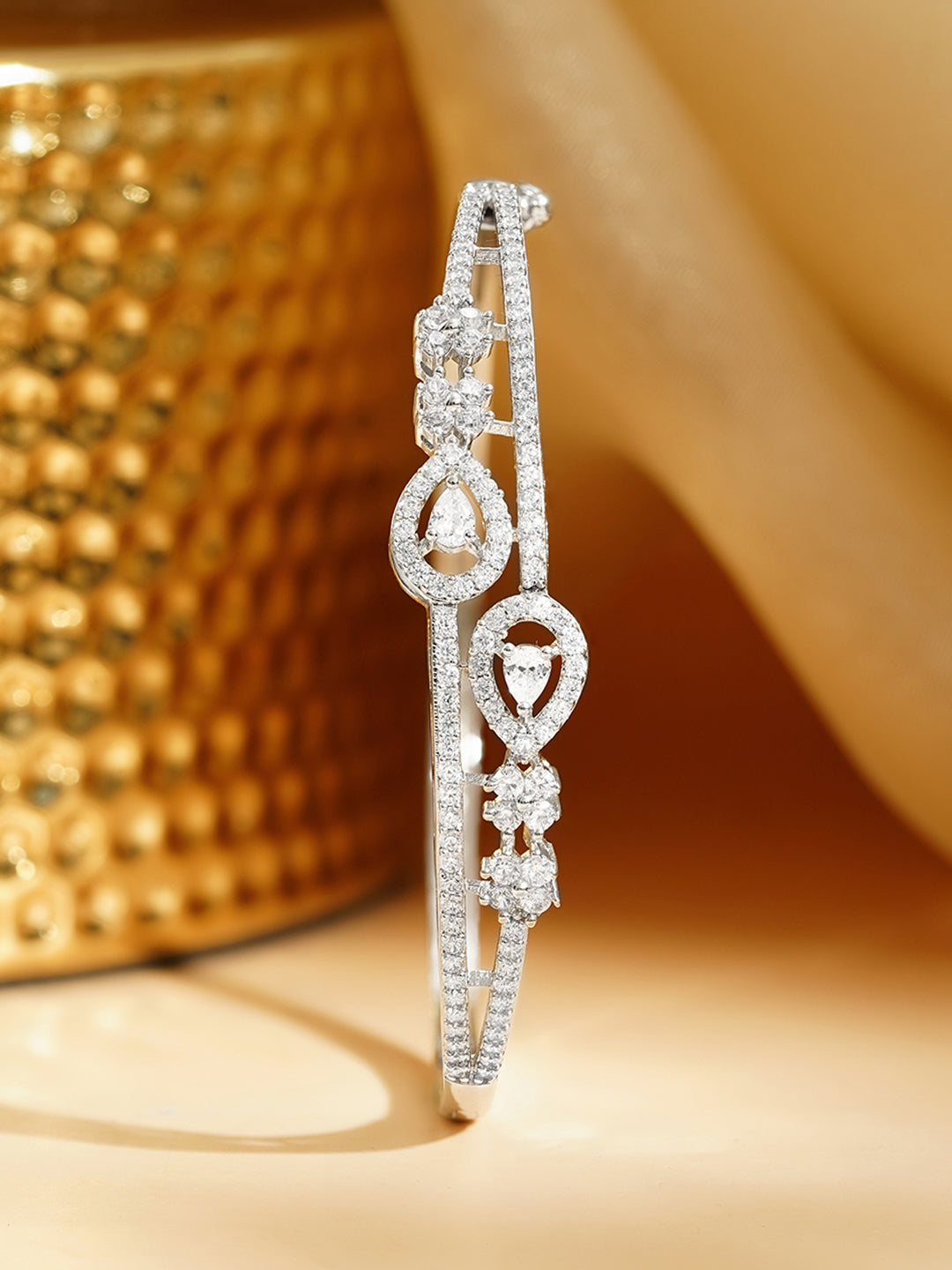 【Rubans】 Rhodium Plated Cubic Zirconia Designer Bracelet｜ロジウムメッキ キュービックジルコニア デザイナーブレスレット