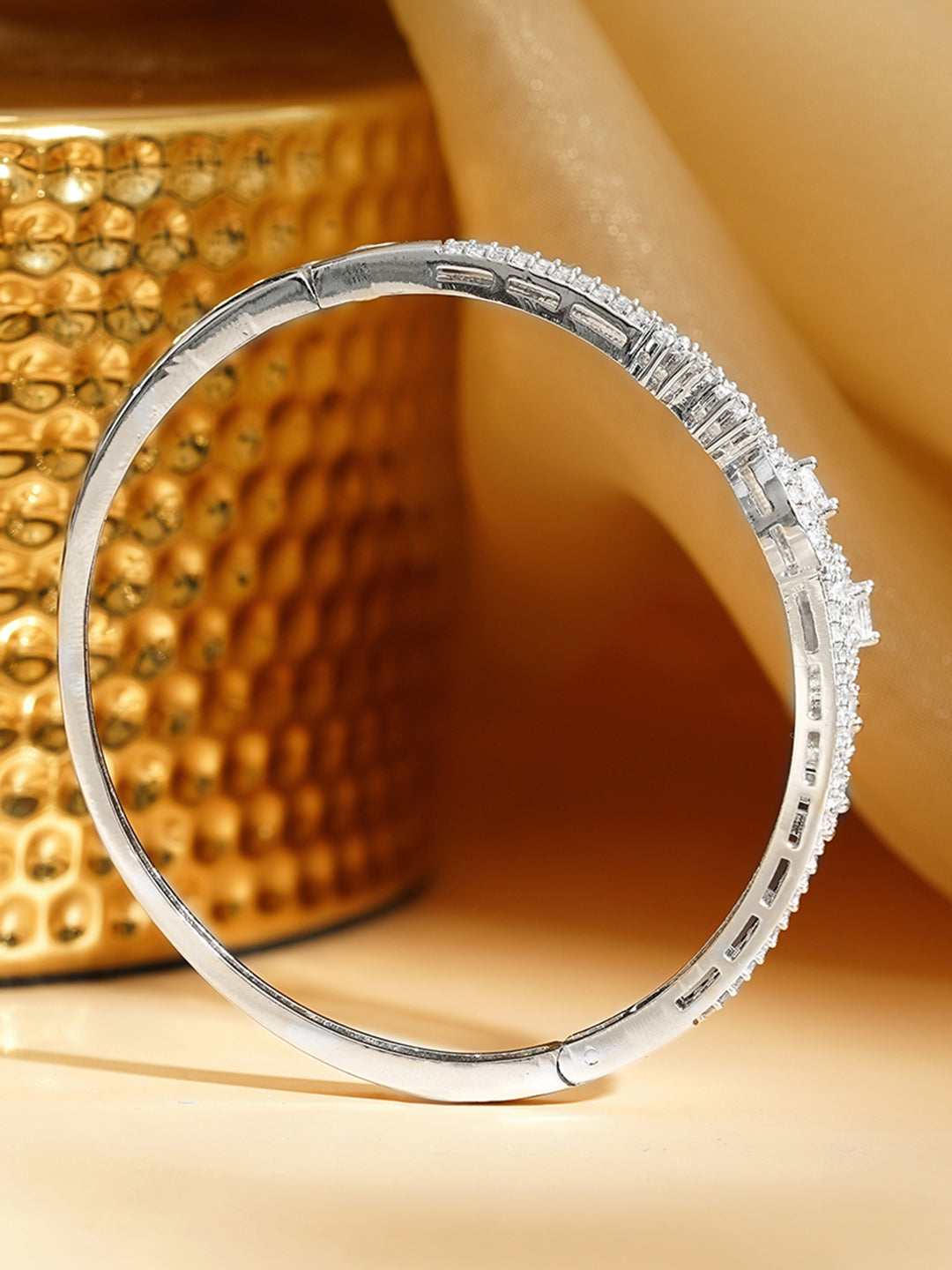 【Rubans】 Rhodium Plated Cubic Zirconia Designer Bracelet｜ロジウムメッキ キュービックジルコニア デザイナーブレスレット