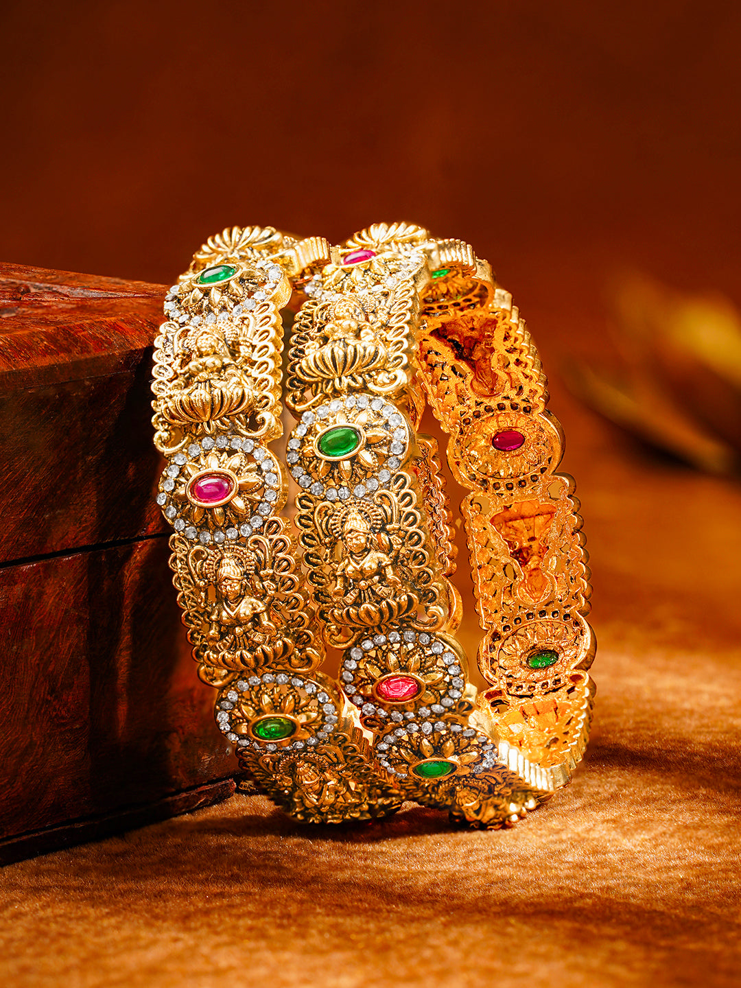 Divine Temple Gold Statement Bangles 2.4 - Small