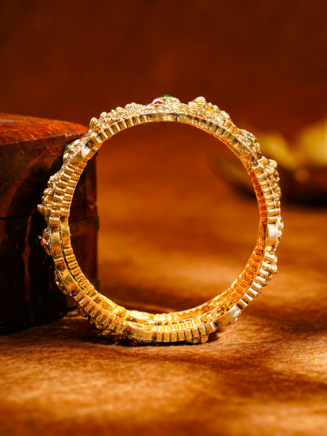 Divine Temple Gold Statement Bangles 2.4 - Small