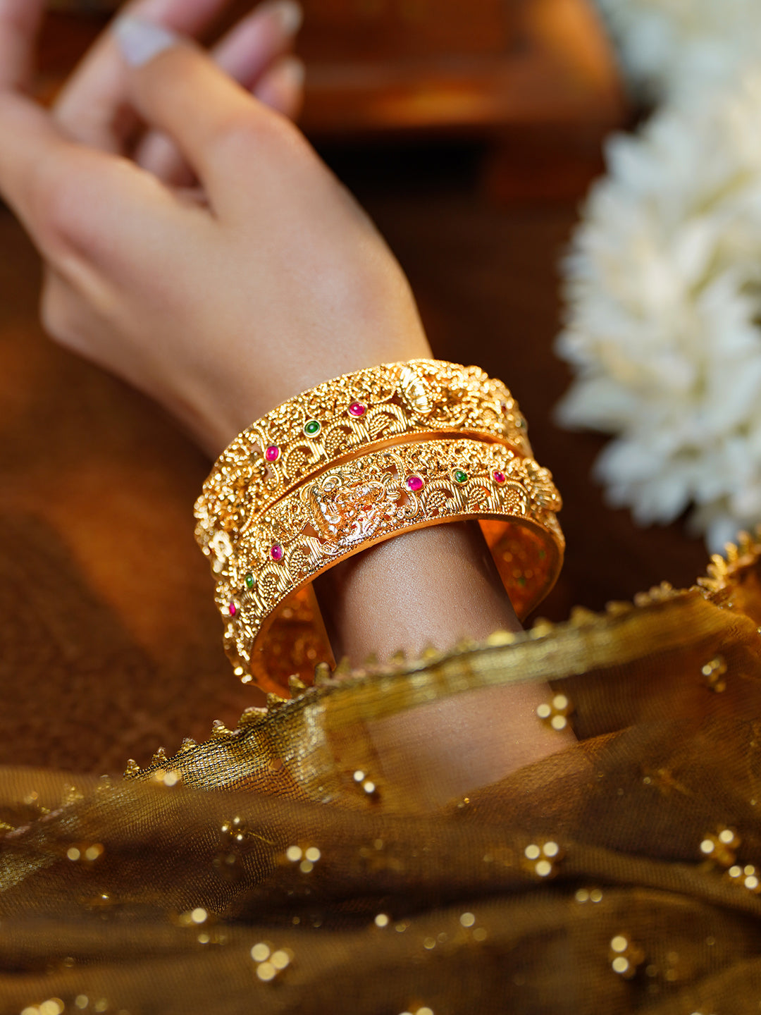 Heritage Temple Gold Luxe Bangles Set 2.6 - Medium