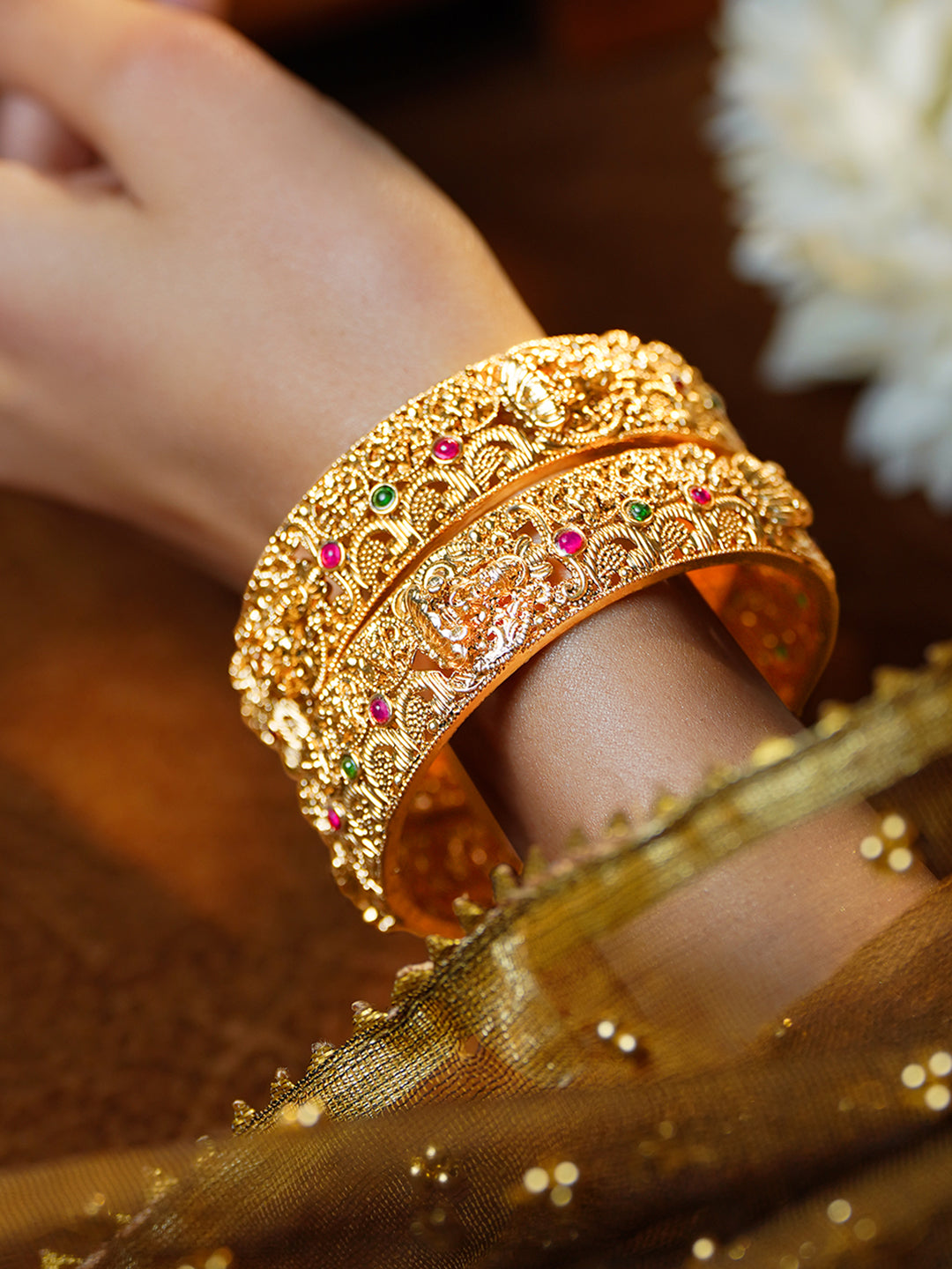 Heritage Temple Gold Luxe Bangles Set 2.8 - Large