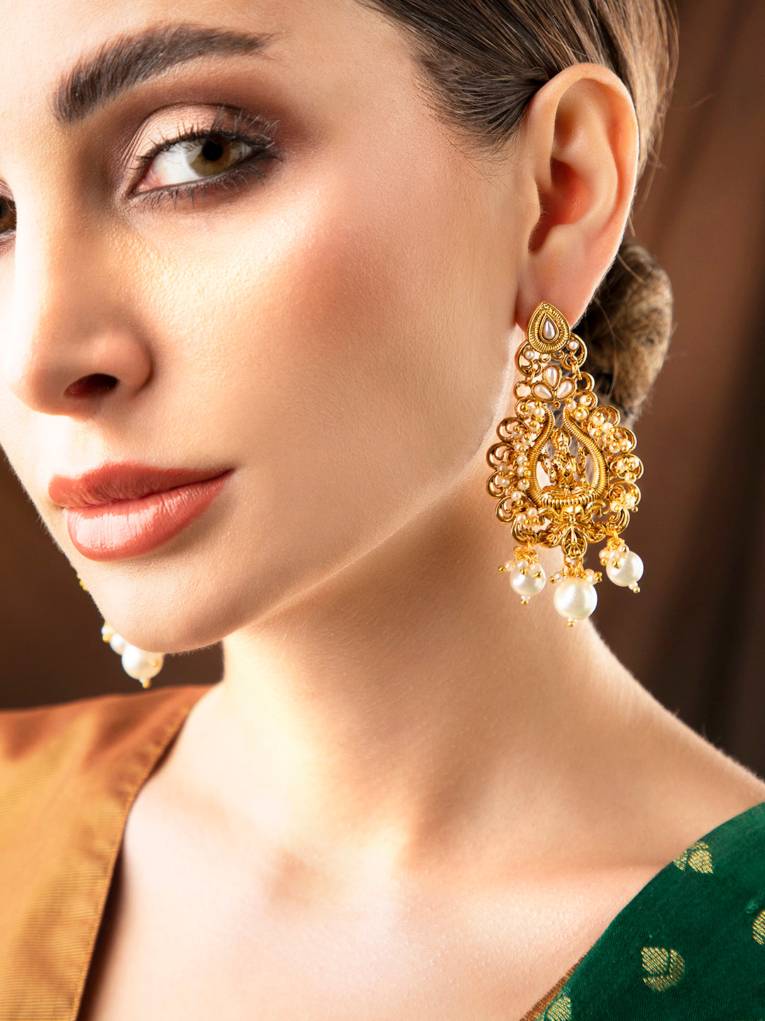 Rubans Gold-Toned Classic Drop Earrings Gold