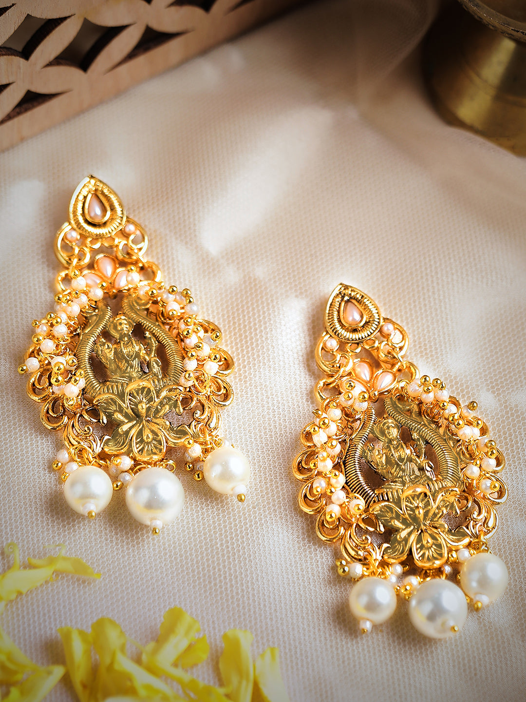 Rubans Gold-Toned Classic Drop Earrings Gold